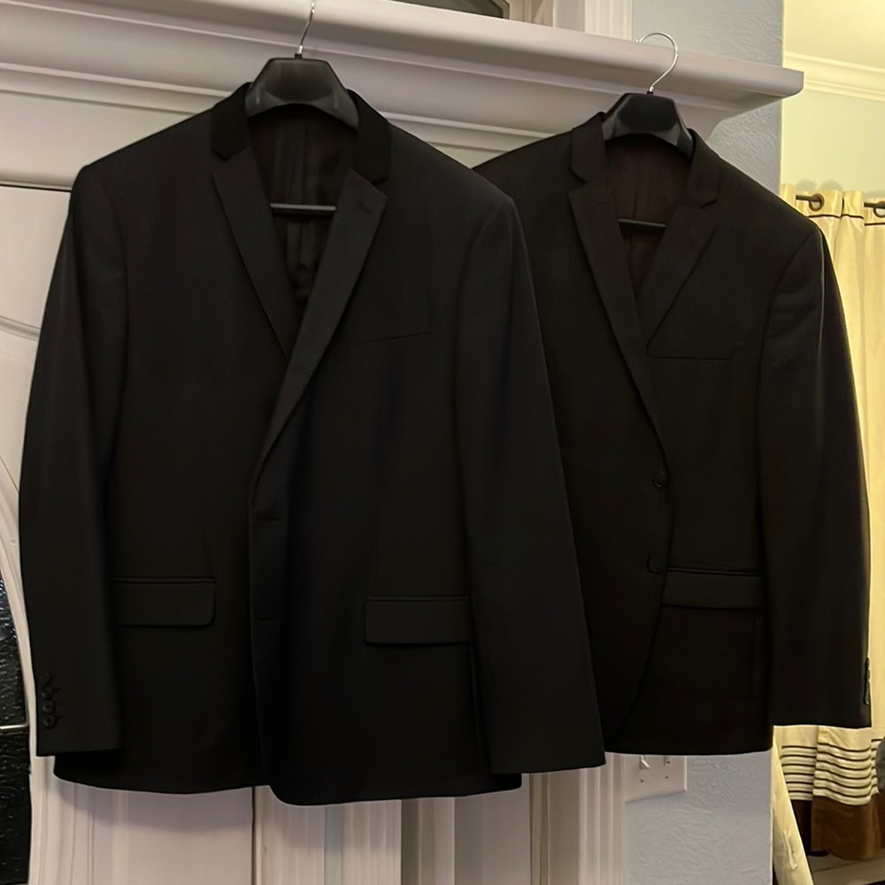 Two Blazers for the price of one. Charcoal with black collar and brown.
